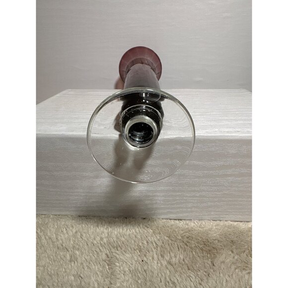 Glass Bud Vase Amethyst Purple With Clear Pedestal Base Elegant Flared Design 10 - Picture 7 of 7